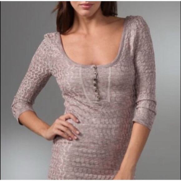 Free People Sunrise Knit Sweater Stretchy Bodycon Scoop Neck Dress Size Large - Picture 2 of 11